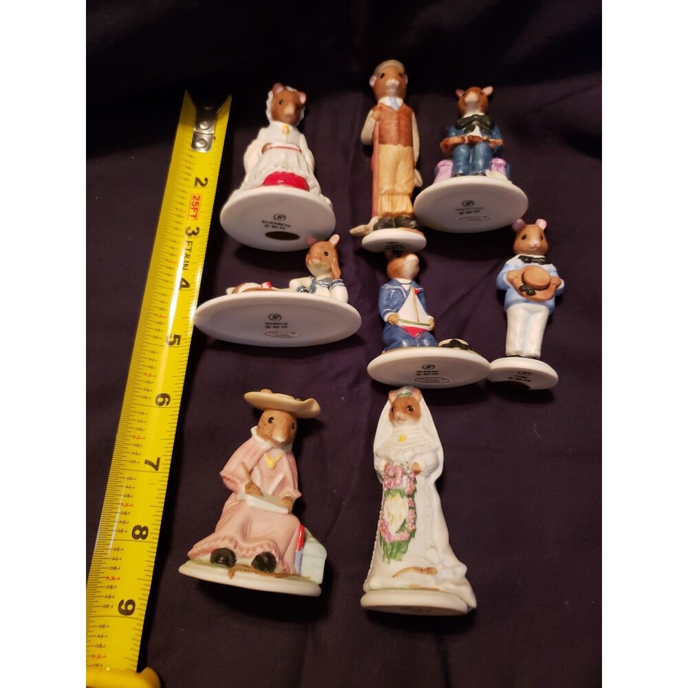 Vintage WOODMOUSE Family Figurines 1985 FP Lot of 8 Franklin Mint